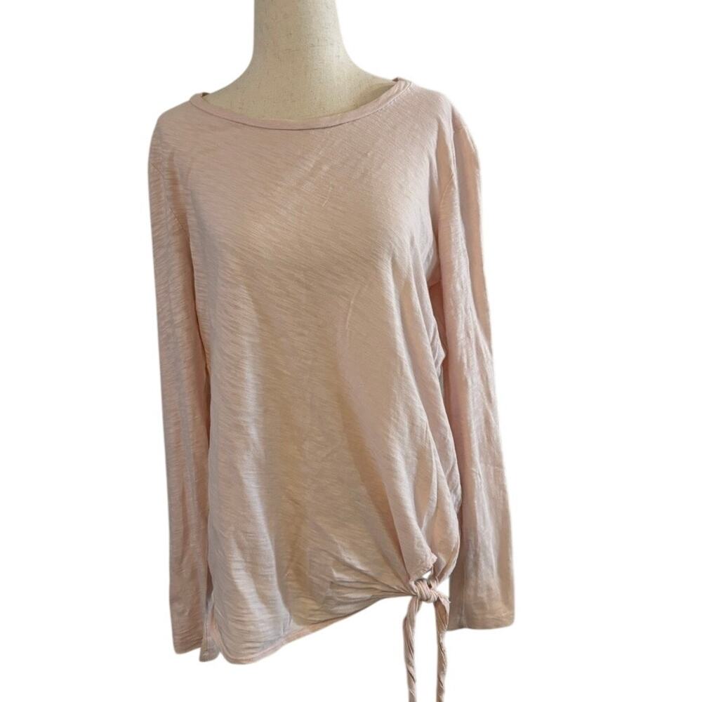 Dylan Pink Long Sleeve Top Women's Small 100% Cotton Tie Front Casual